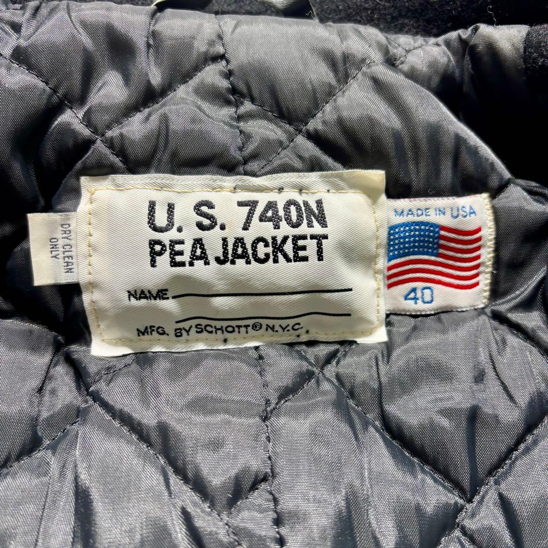 SCHOTT U.S.740N Pコート ダブル キルティング 40サイズ 黒
