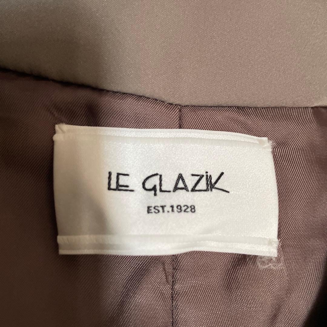 【美品】LE GLAZIK ルグラジック ノーカラー ダウンコート　カーキ