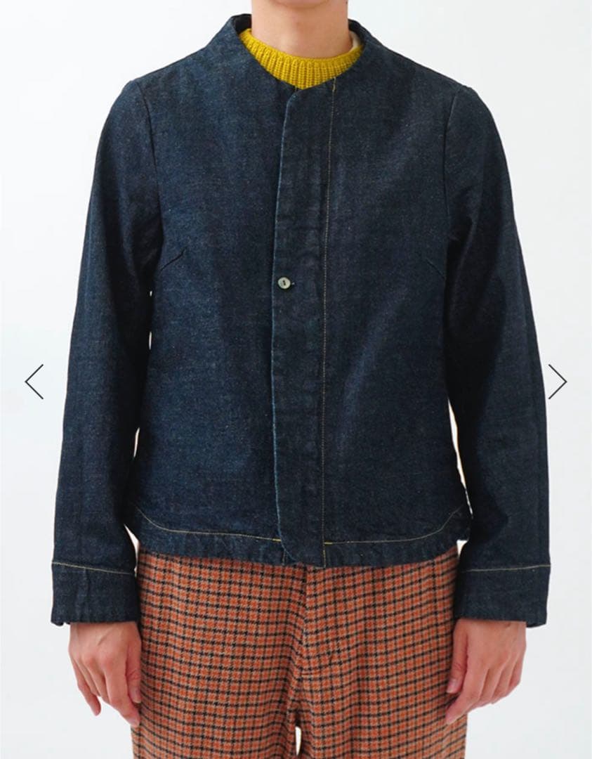 美品パラスパレス　ストレッチデニムボトル衿ブルゾン ネイビー　サイズ2