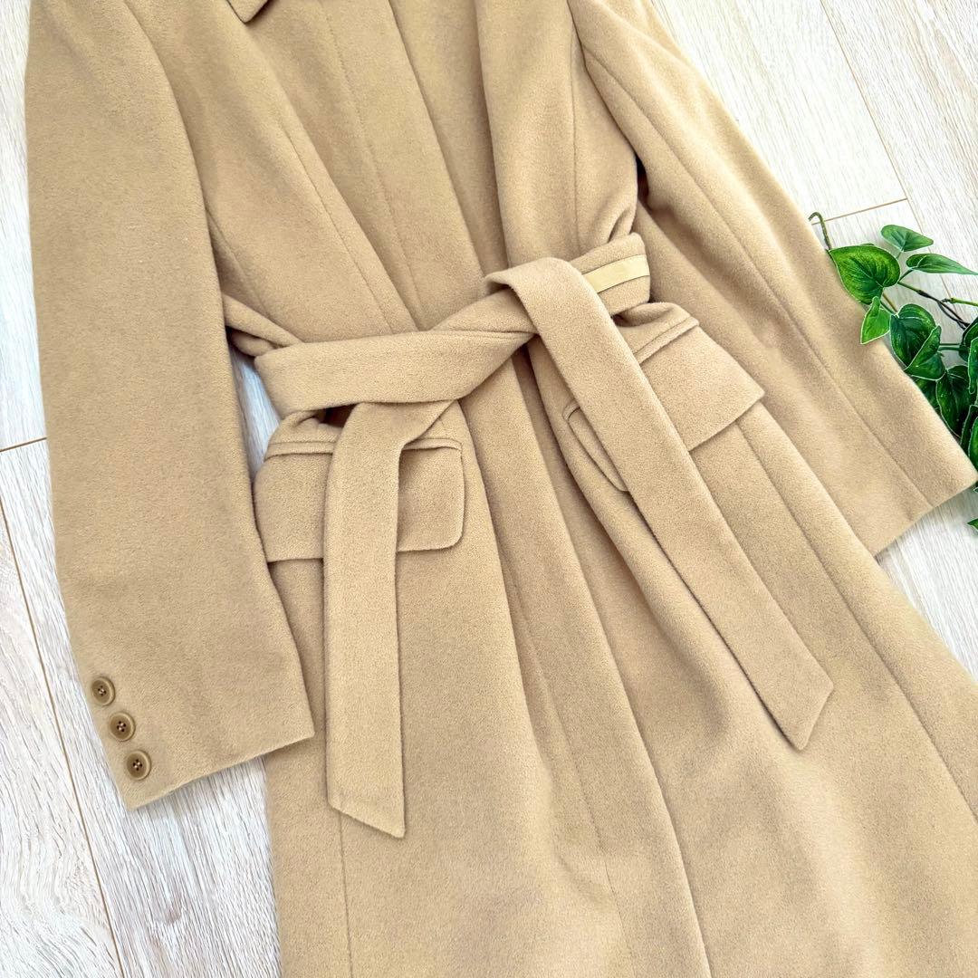 美品 カルバンクライン 最高級 ロングコート ベージュ M アンゴラ Aライン