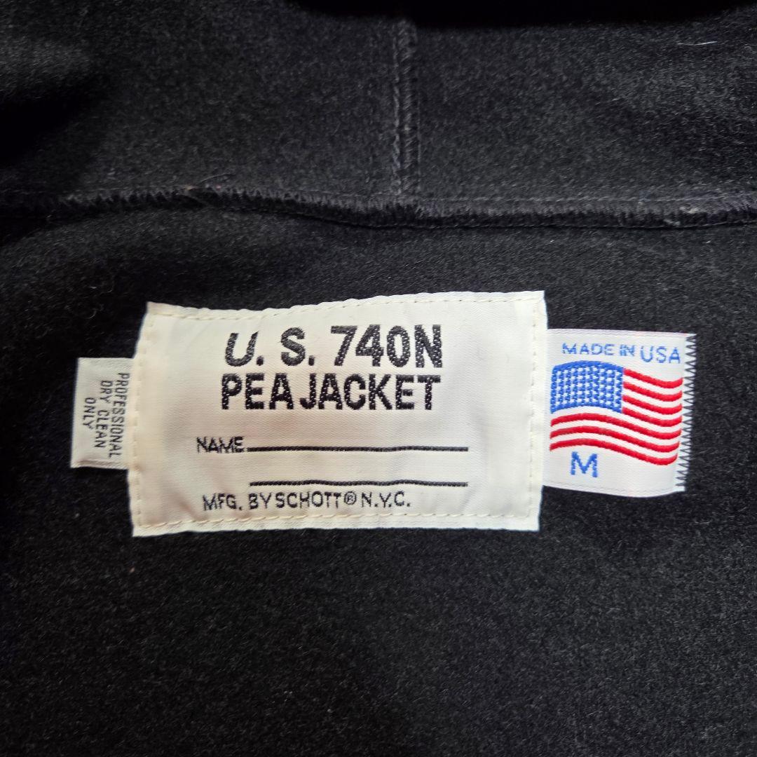 [美品]Schott ウールポンチョ ケープ フード付き ダブル M　ブラック