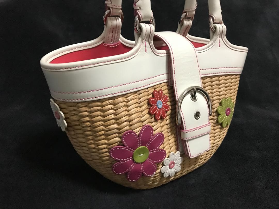 貴重 正規品 COACH コーチ ストローバッグ カゴバック 専用袋付き