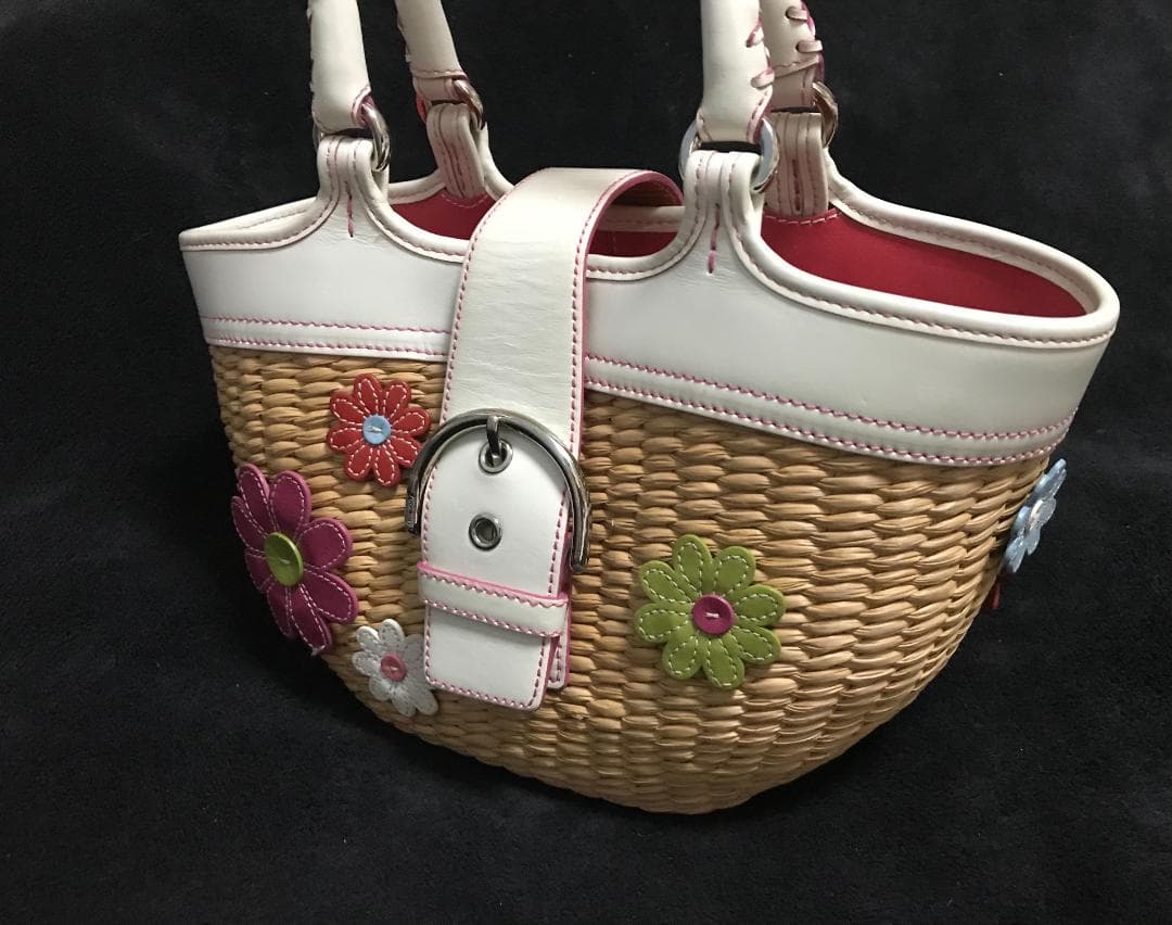貴重 正規品 COACH コーチ ストローバッグ カゴバック 専用袋付き