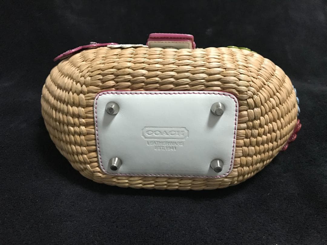 貴重 正規品 COACH コーチ ストローバッグ カゴバック 専用袋付き