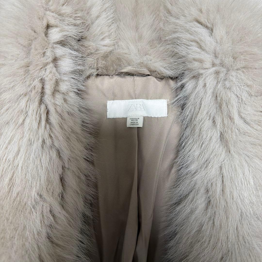 ZARA フェイクファーショートコートラペルカラー Mサイズ