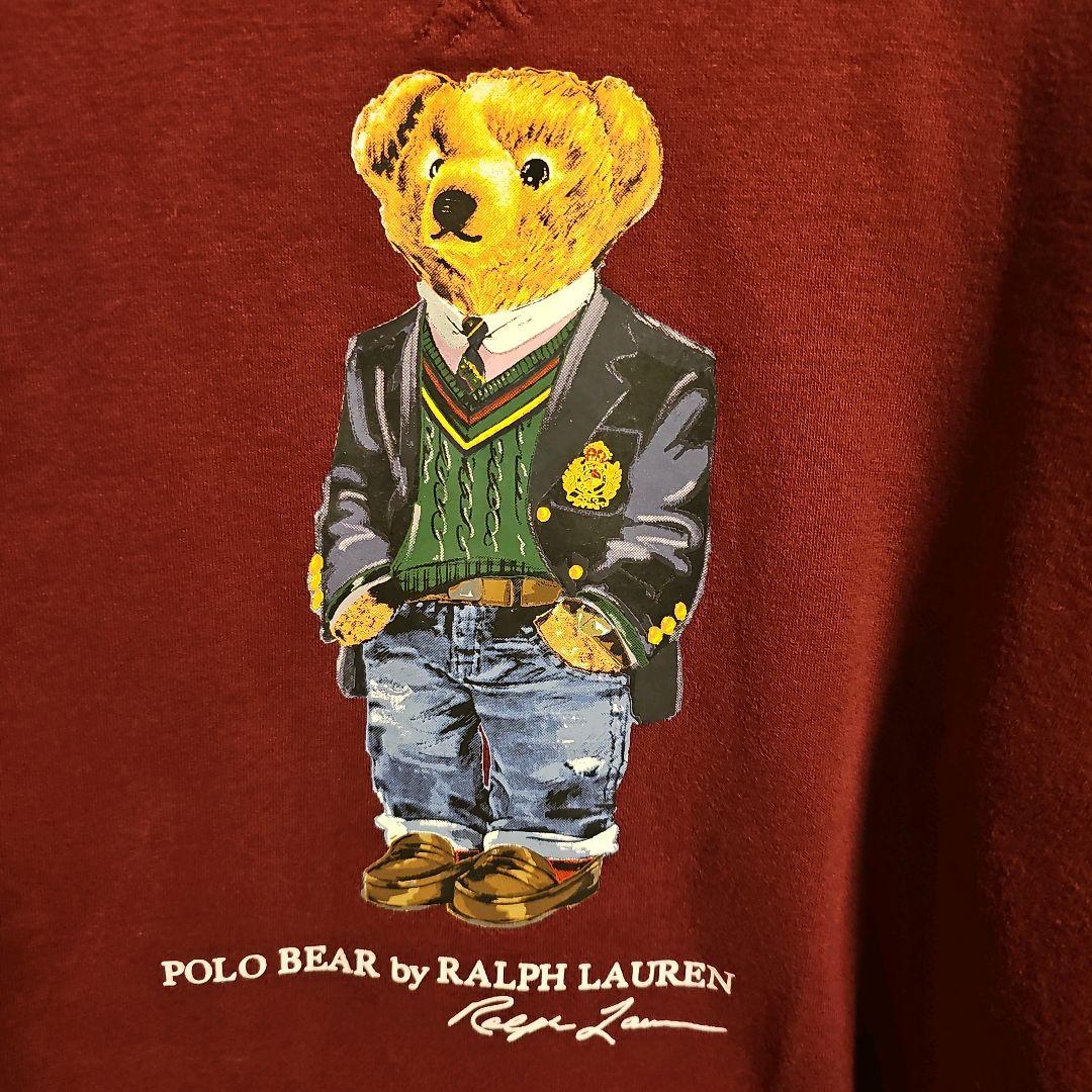 大人気❗ポロラルフローレン　ベアプリント　裏起毛スエットトレーナー　ボルドー　S