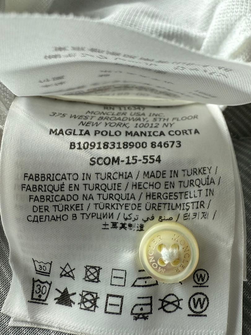 モンクレール MONCLER ホワイト トリコロール各色マルチロゴ半袖ポロシャツ