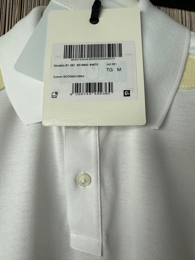 モンクレール MONCLER ホワイト トリコロール各色マルチロゴ半袖ポロシャツ