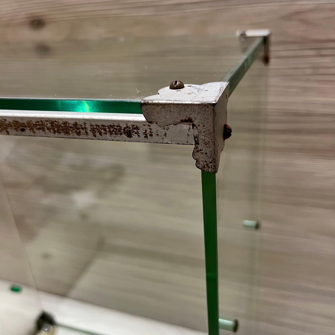 アンティーク　ガラスショーケース　グリーンガラス　３段ケース