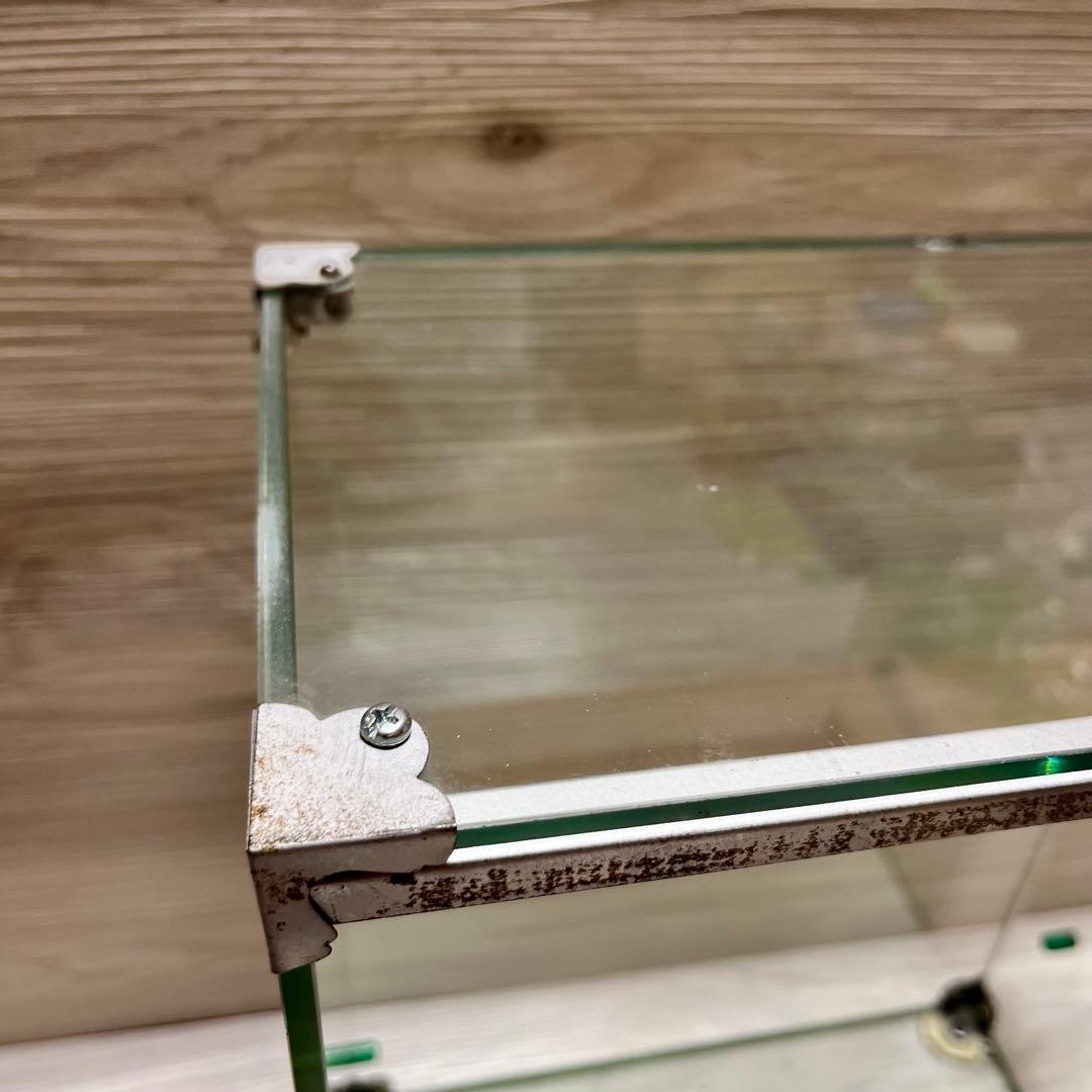 アンティーク　ガラスショーケース　グリーンガラス　３段ケース