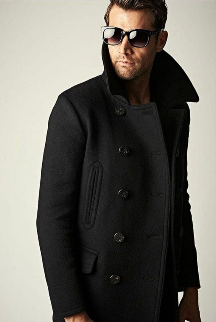 1PIU1UGUALE3 BLACK Military カシミヤ　Pコート