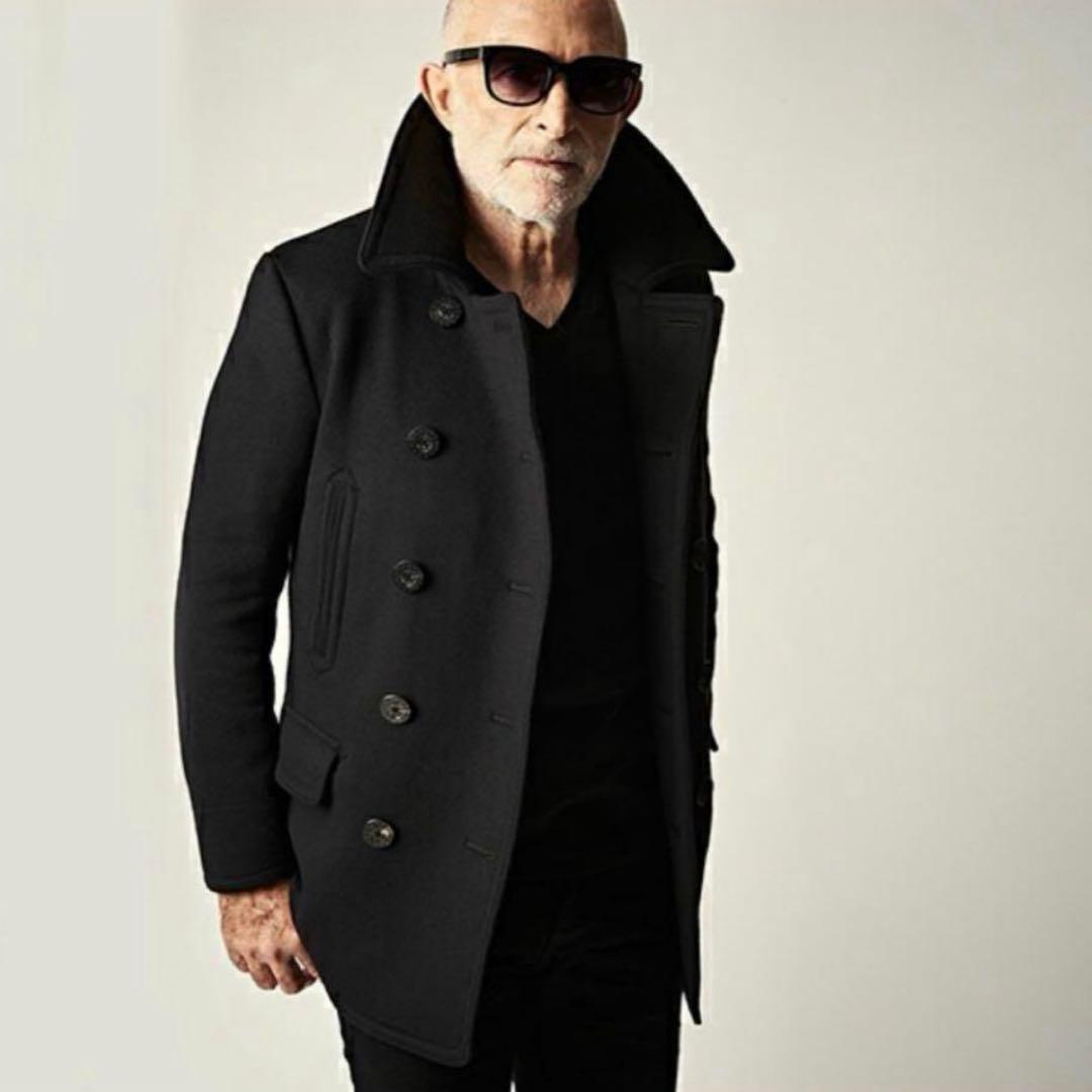 1PIU1UGUALE3 BLACK Military カシミヤ　Pコート