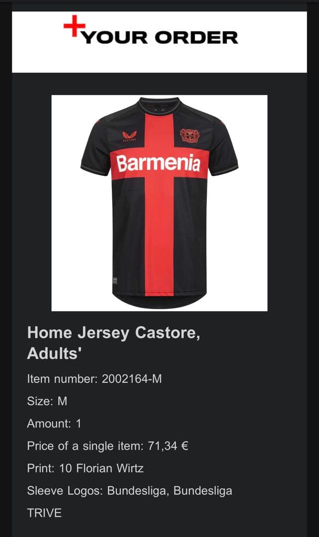 ヴィルツ レヴァークーゼン 23/24 Mサイズ レプリカ ユニフォーム