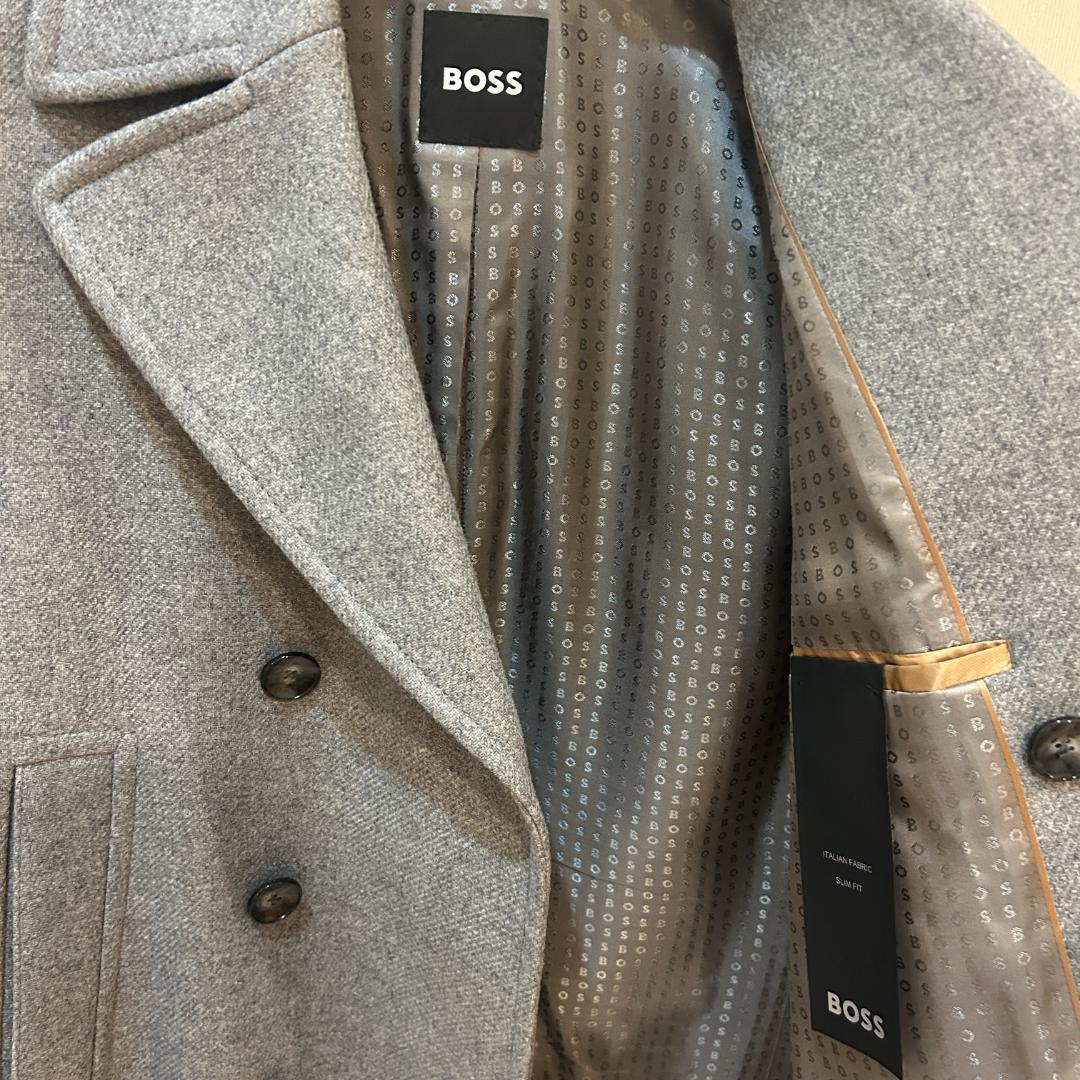 BOSS ダブルブレスト コート グレー