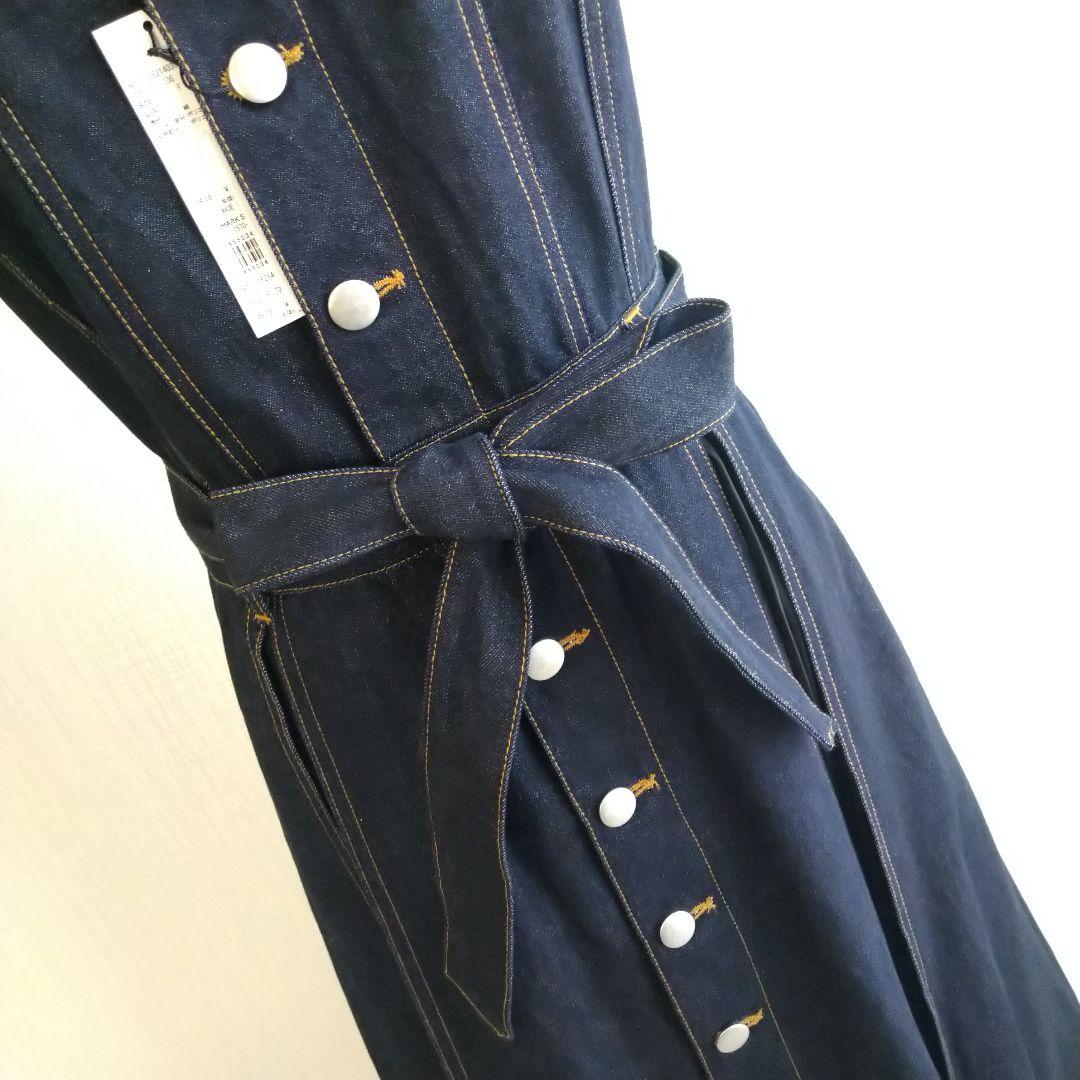 【新品】リゼクシー デニム ロング Aライン ワンピース プリーツ 濃紺