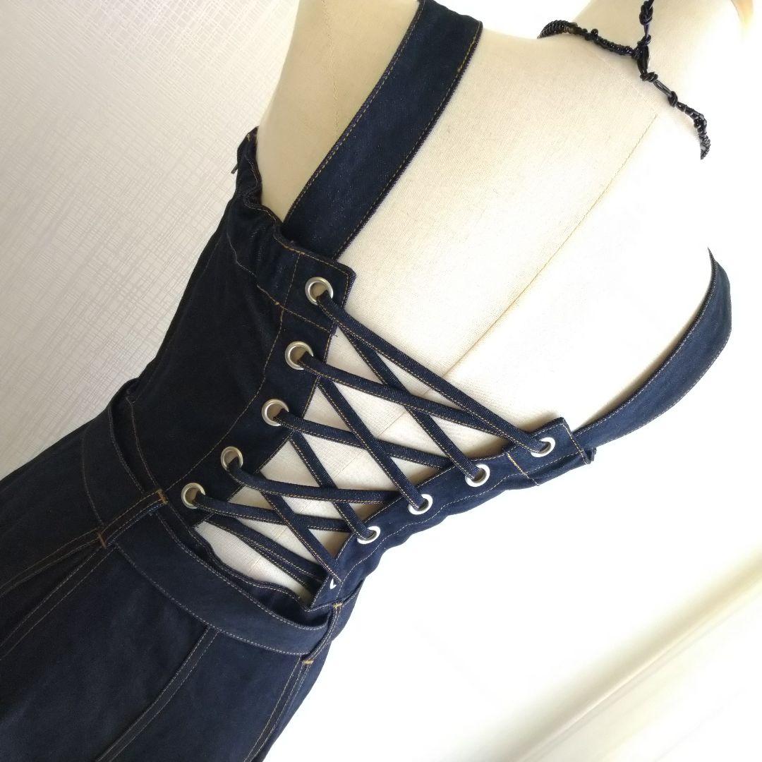 【新品】リゼクシー デニム ロング Aライン ワンピース プリーツ 濃紺