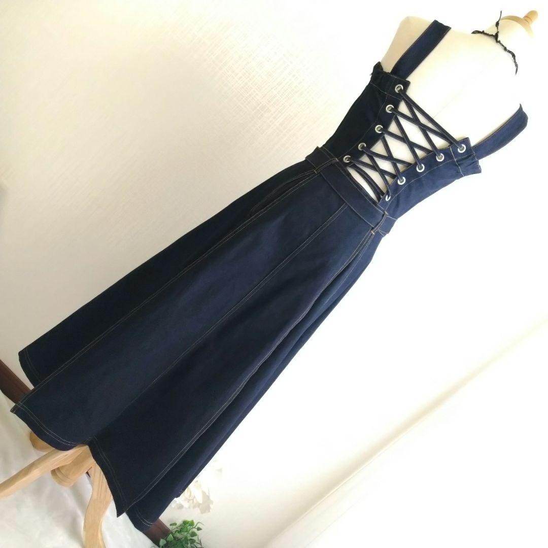 【新品】リゼクシー デニム ロング Aライン ワンピース プリーツ 濃紺