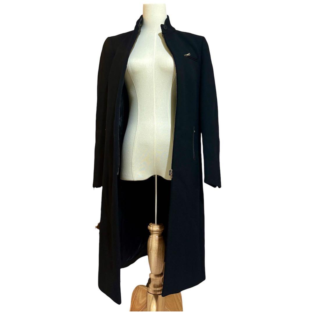 極美品 PRADA プラダ ロングコート ブラック 前ジップイタリア製 Lサイズ