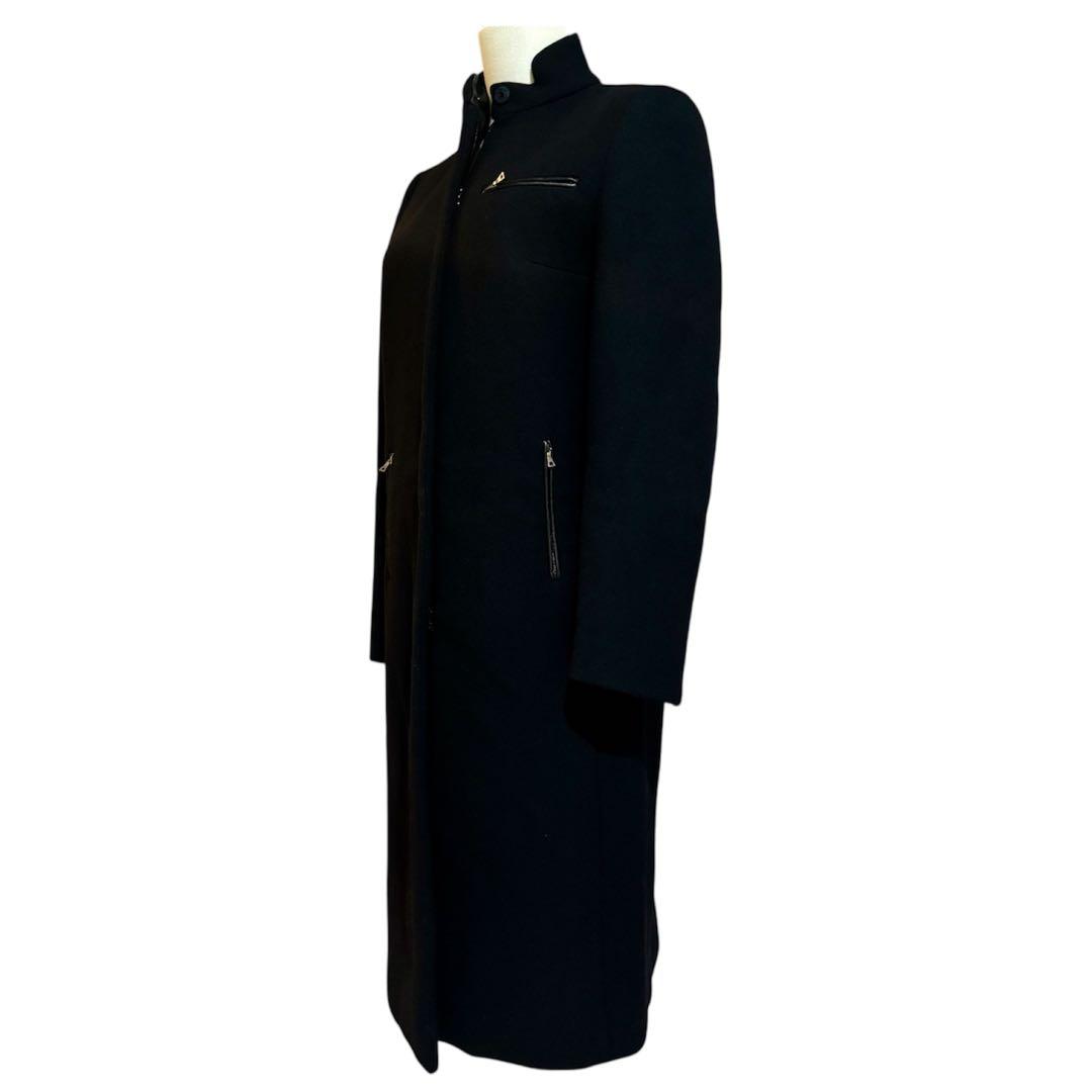 極美品 PRADA プラダ ロングコート ブラック 前ジップイタリア製 Lサイズ