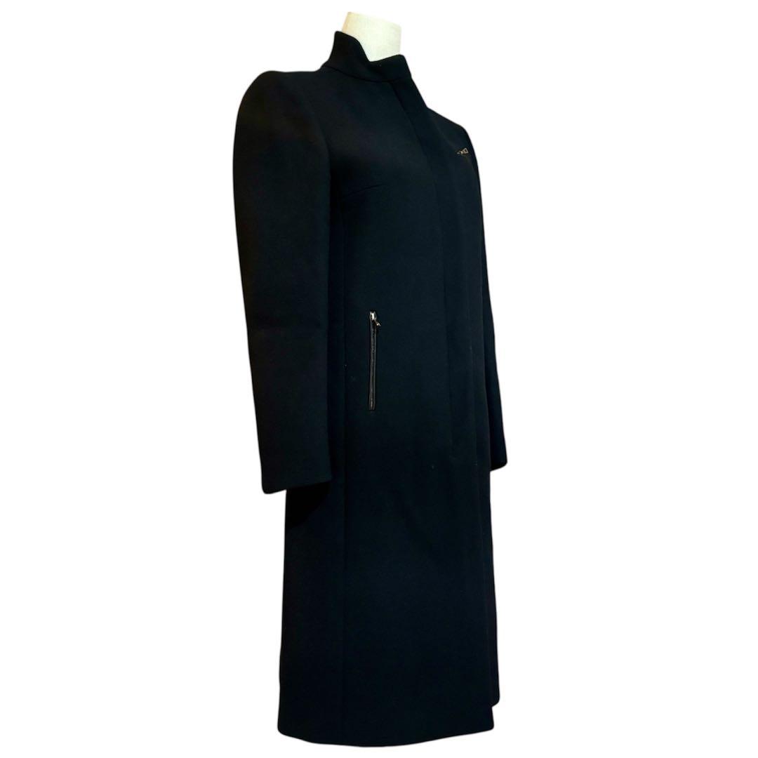 極美品 PRADA プラダ ロングコート ブラック 前ジップイタリア製 Lサイズ