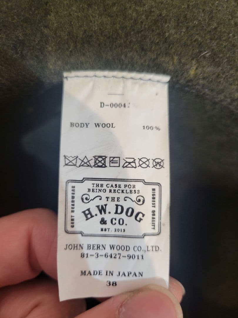 THE H.W.DOG&Co. トラベラーズハット オリーブ サイズ38