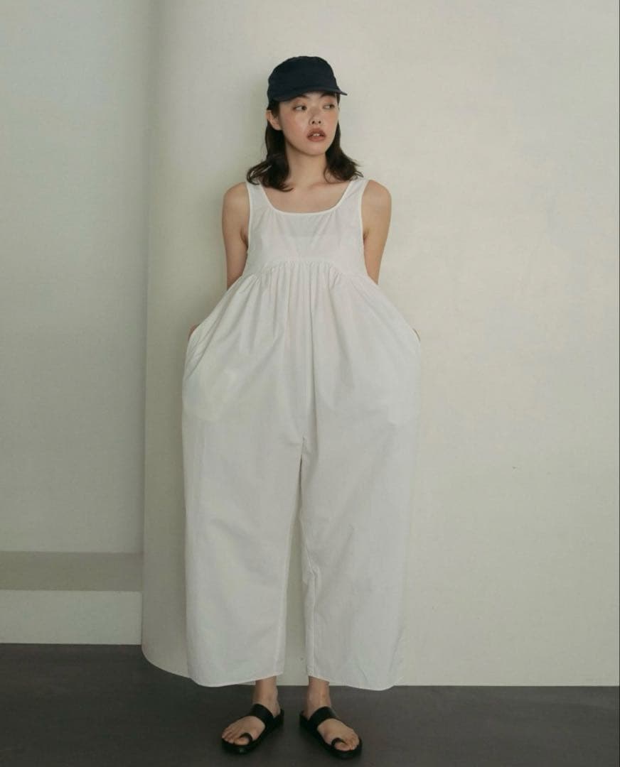 anuke アンヌーク コットンギャザーコンビネゾン ブラック 36