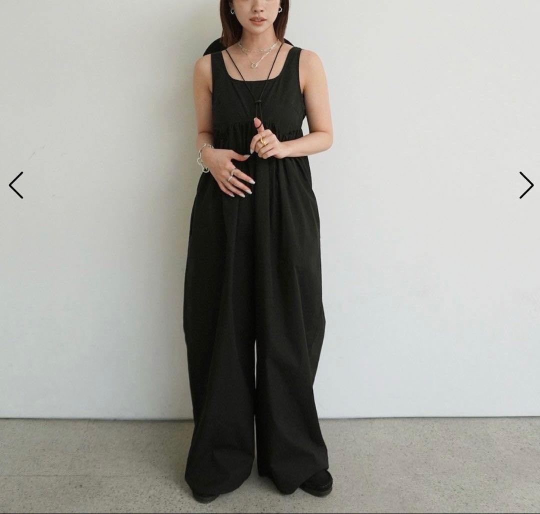 anuke アンヌーク コットンギャザーコンビネゾン ブラック 36