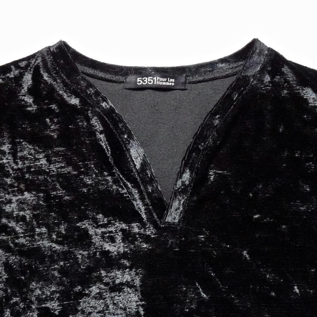 [5351プールオム]グロスベルベットカットソー(日本製)シェラック/ロエン