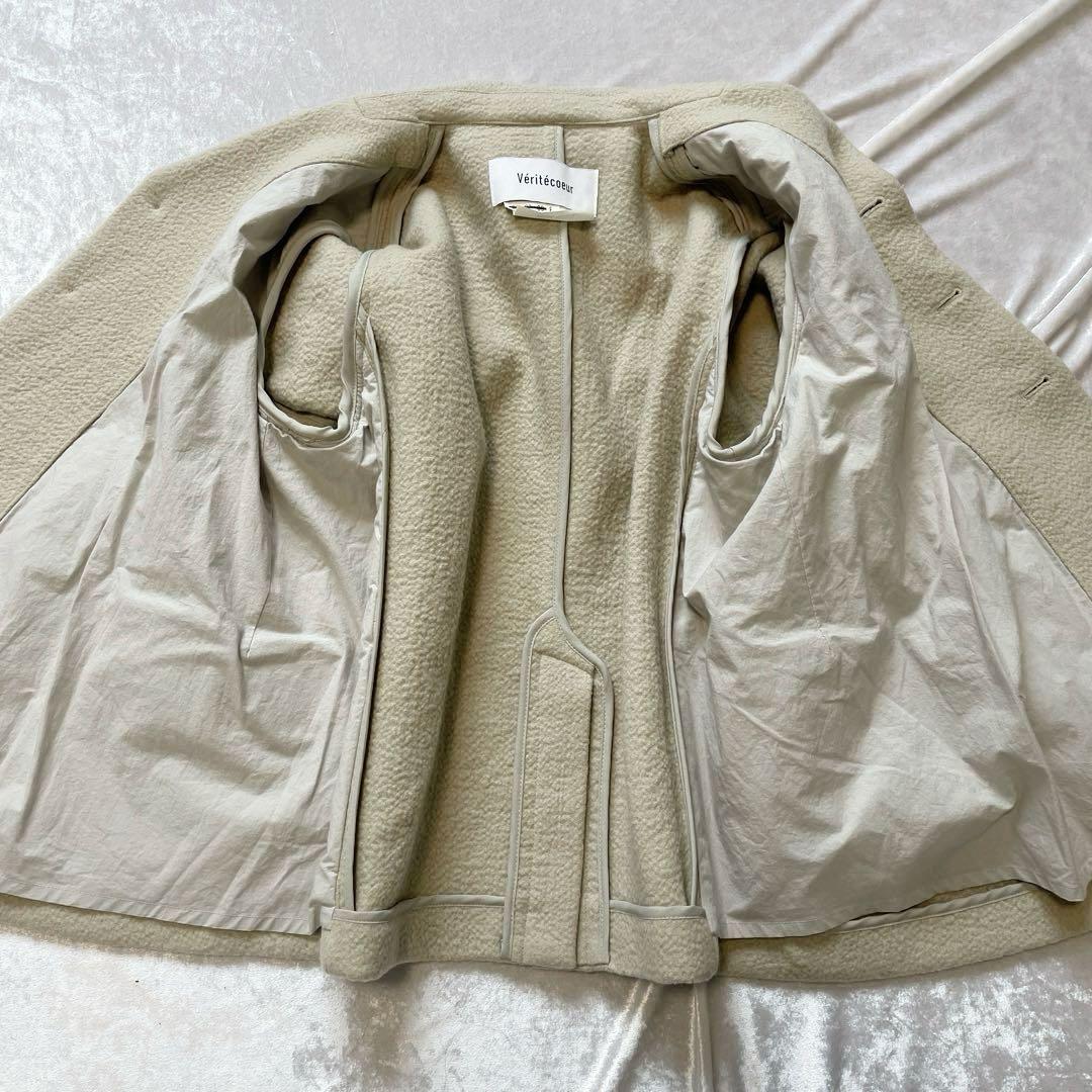 ヴェリテクール ベージュ テーラードジャケット ウール混合