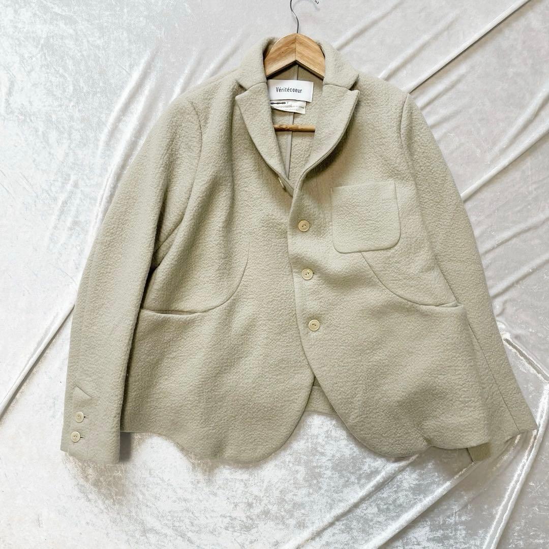 ヴェリテクール ベージュ テーラードジャケット ウール混合