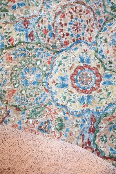 美品 訪問着 大島紬 染大島 生成り 華文 草花文様 トールサイズ 身丈168