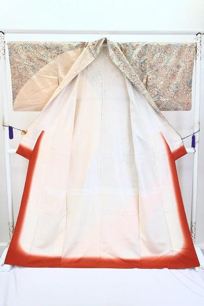 美品 訪問着 大島紬 染大島 生成り 華文 草花文様 トールサイズ 身丈168