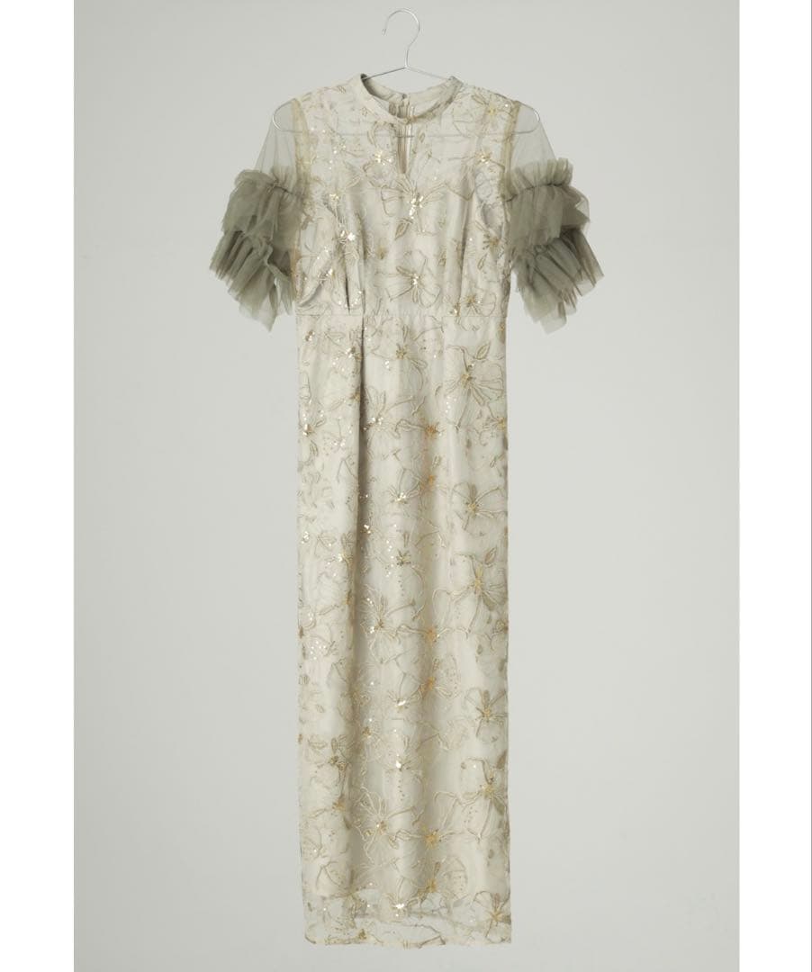 結婚式　パーティドレス　チュールフリルドレス