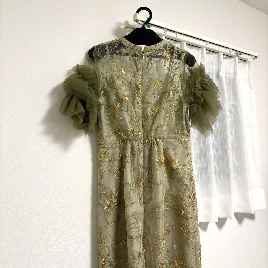 結婚式　パーティドレス　チュールフリルドレス