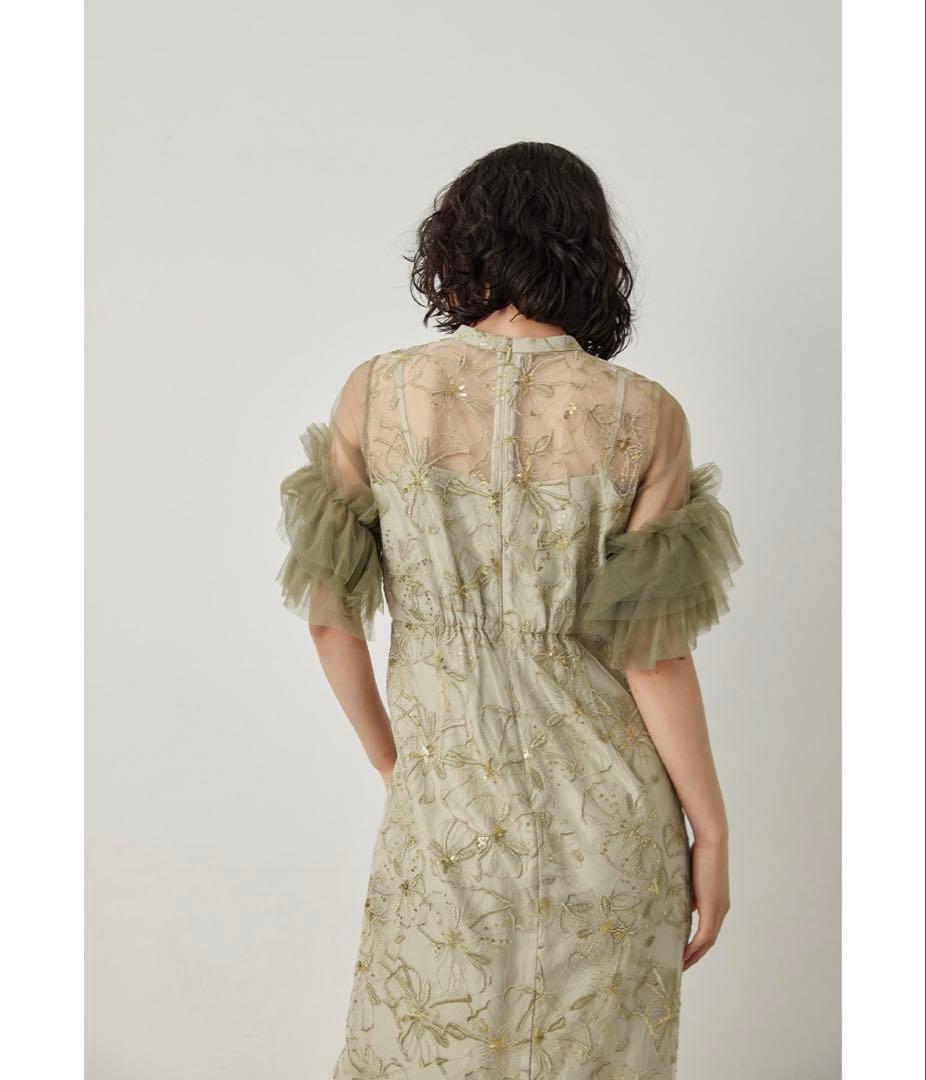 結婚式　パーティドレス　チュールフリルドレス