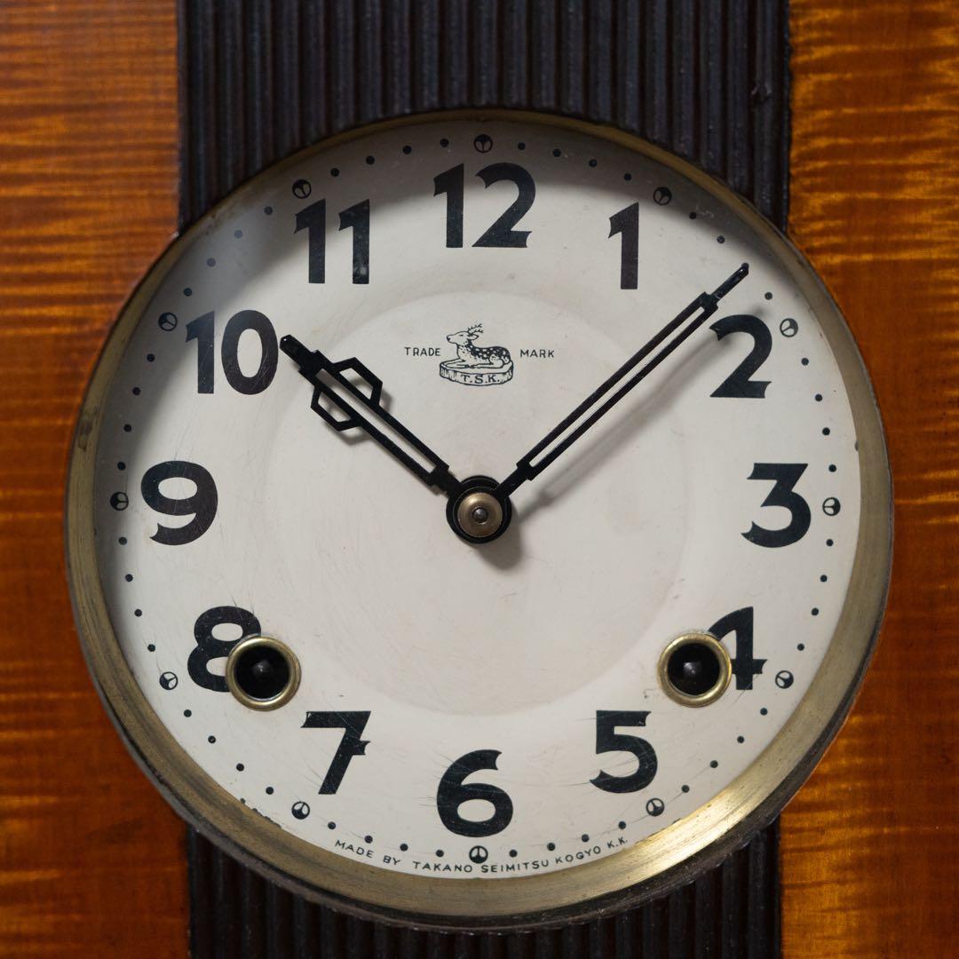 タカノ　柱時計　ボンボン時計　昭和　レトロ　オーバーホール済　動作品