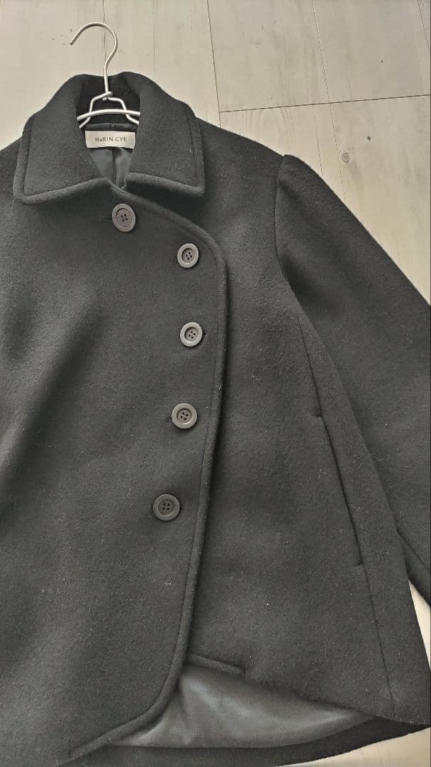 HeRIN.CYE ラウンドボディウールコートジャケット✩ステンカラー✩ブラック