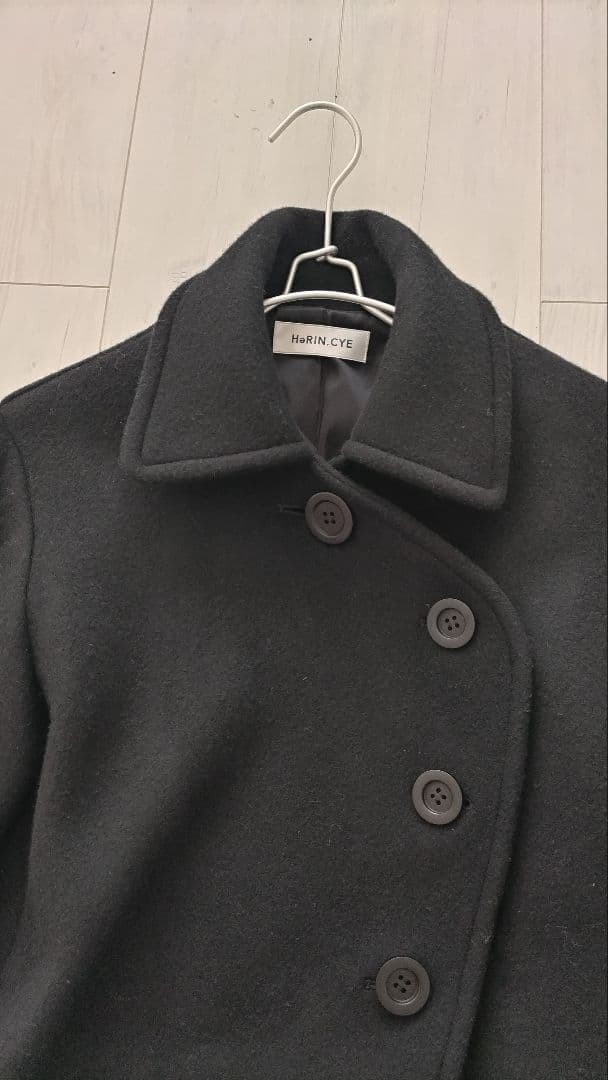 HeRIN.CYE ラウンドボディウールコートジャケット✩ステンカラー✩ブラック