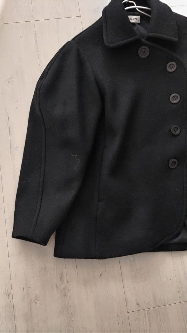 HeRIN.CYE ラウンドボディウールコートジャケット✩ステンカラー✩ブラック
