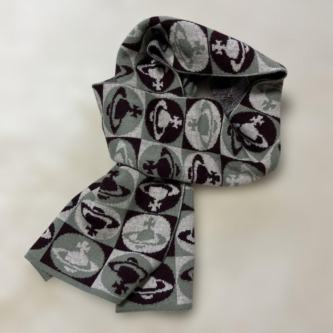 レア✨ヴィヴィアンウエストウッド　オーブ　総柄　チェック　マフラー