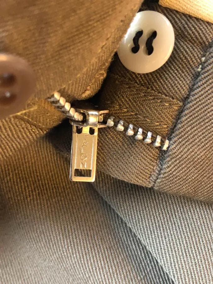 40s 50s カーキ×グレー ウール ギャバジン織り スラックス ヴィンテージ