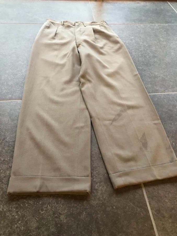 40s 50s カーキ×グレー ウール ギャバジン織り スラックス ヴィンテージ