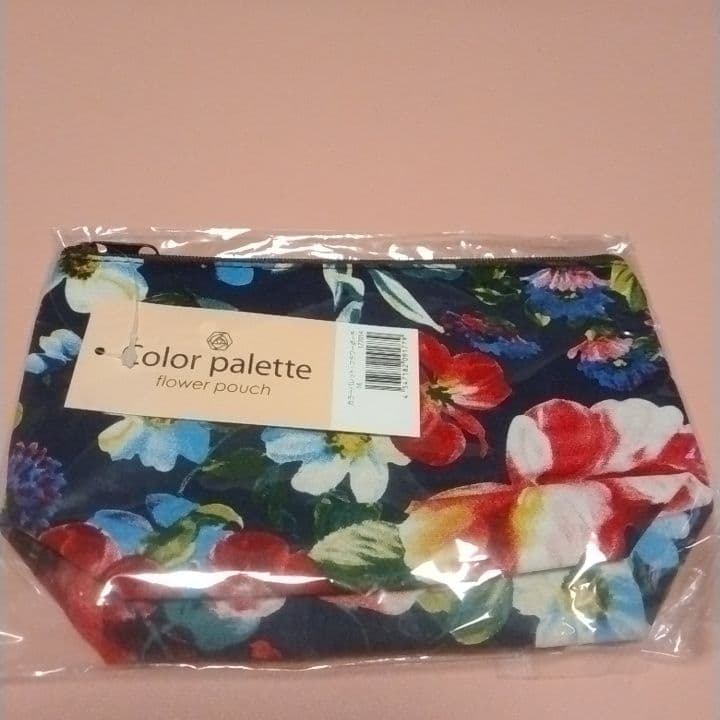 color palette flower pouch ネイビー　プリンター付き