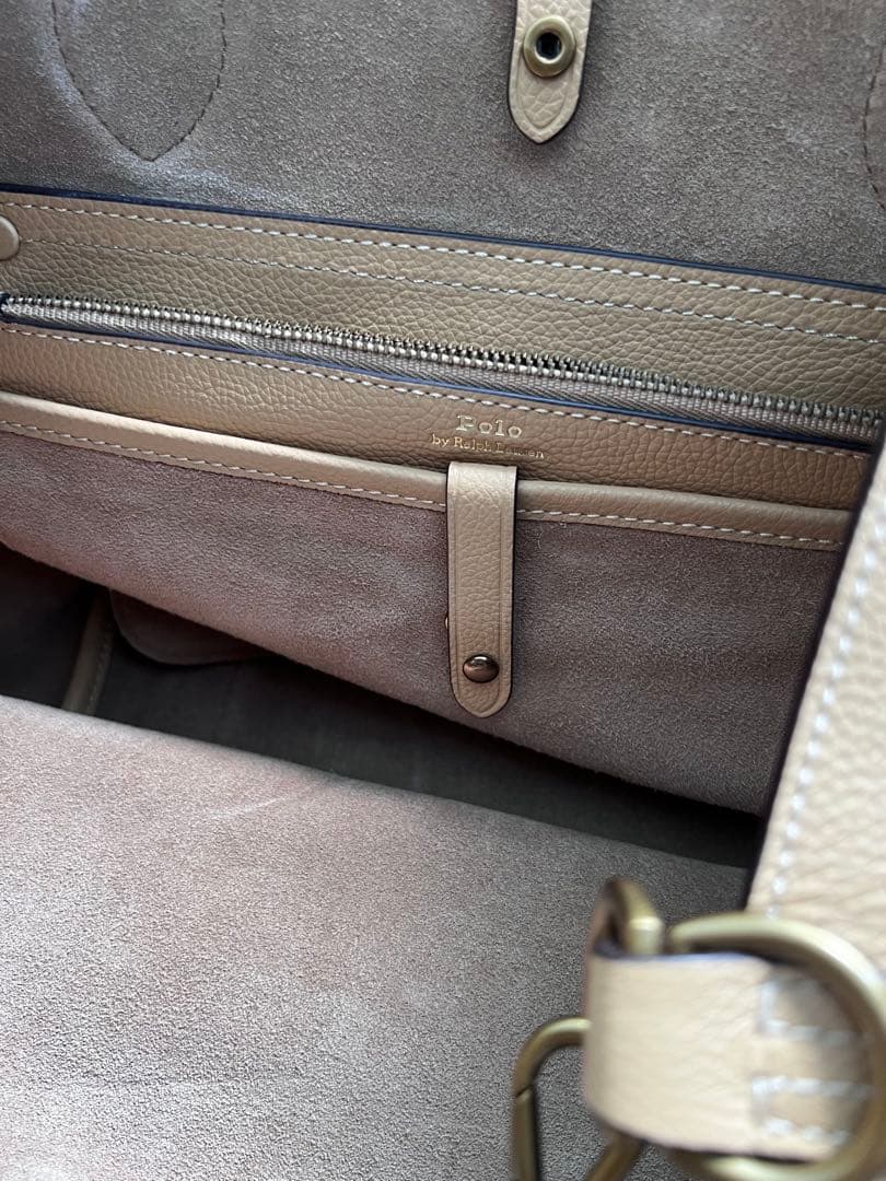 新品未使用　Polo レザー ミディアム トートバック　ベージュ