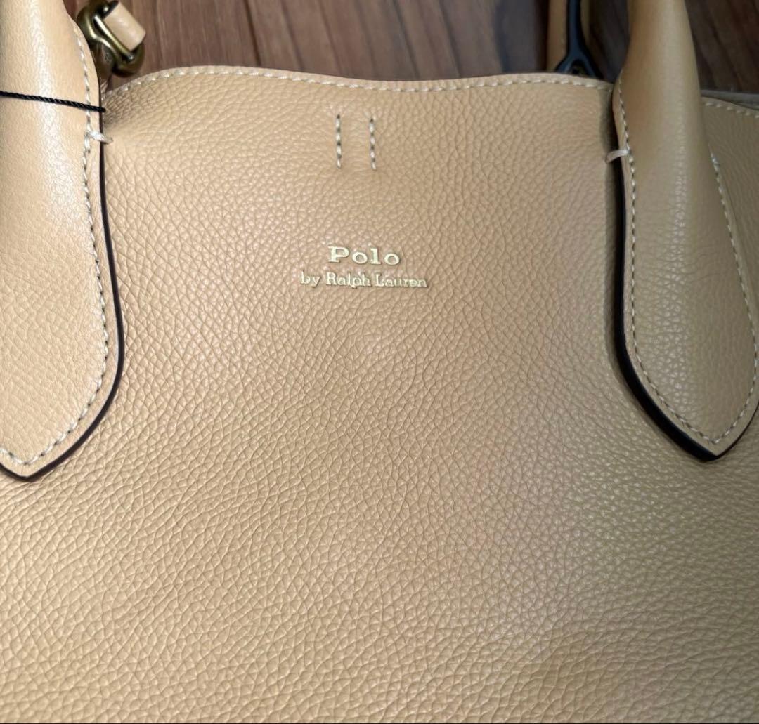 新品未使用　Polo レザー ミディアム トートバック　ベージュ