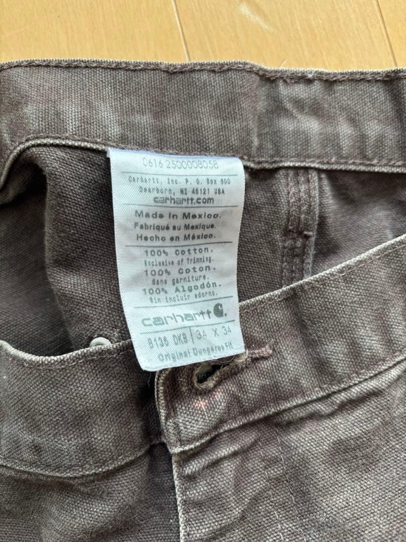 00s メキシコ製USA生地 ダークブラウン ダブルニー カーハート 34×34