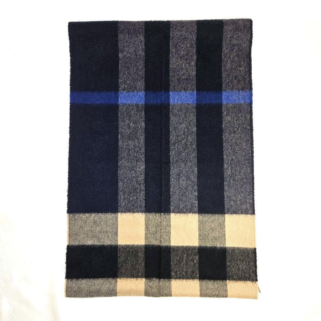 BURBERRY バーバリー カシミア 大判 マフラー ネイビー