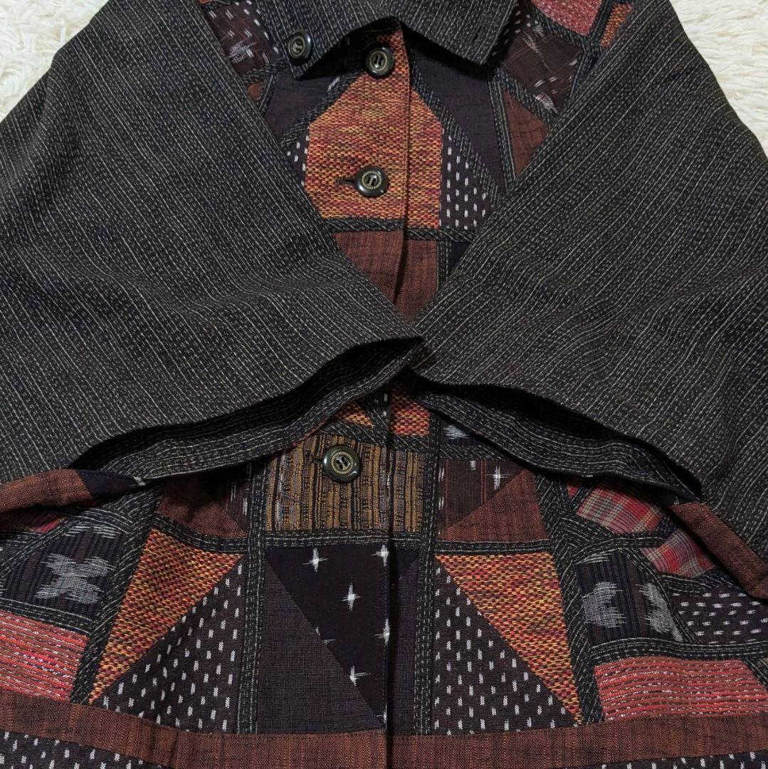 ギエモン オカモト商店 ポンチョ コート パッチワーク 久留米絣 フリーサイズ