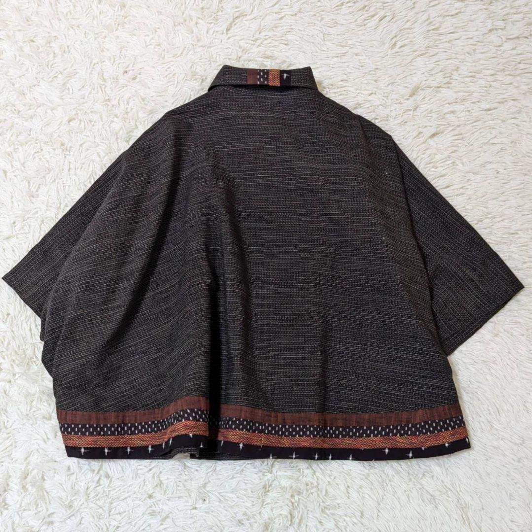 ギエモン オカモト商店 ポンチョ コート パッチワーク 久留米絣 フリーサイズ