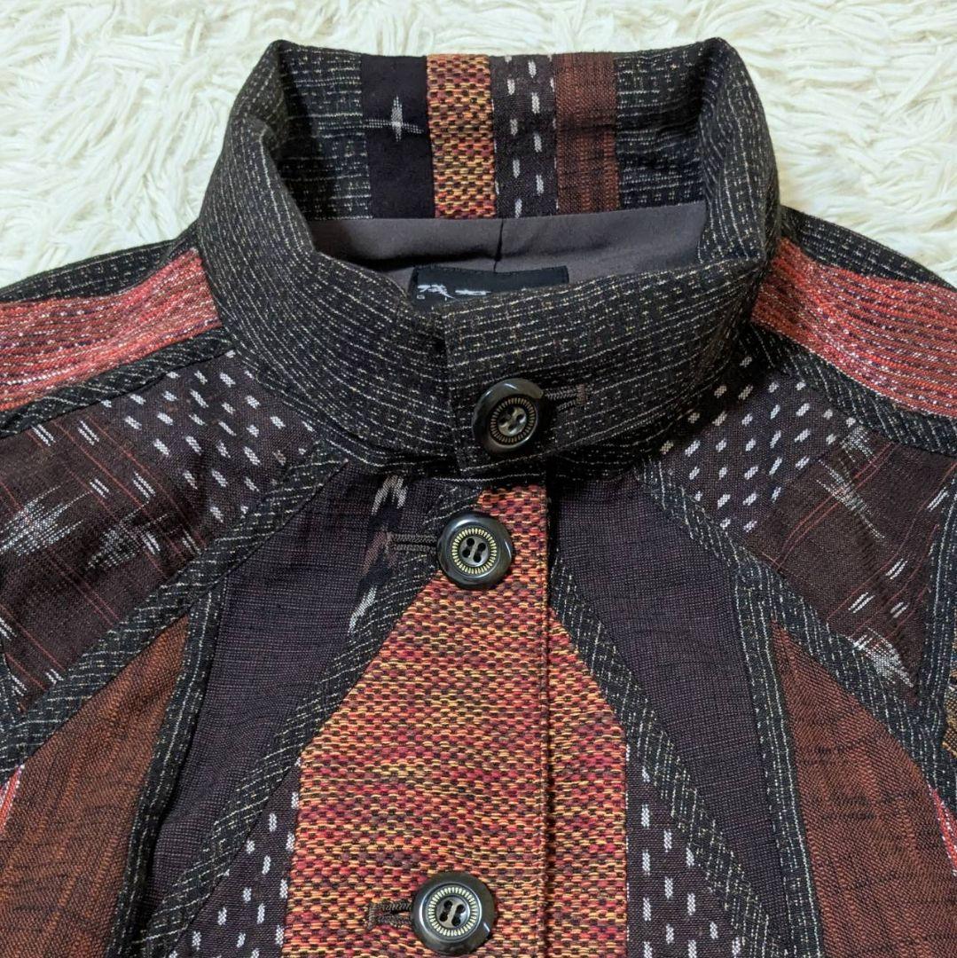 ギエモン オカモト商店 ポンチョ コート パッチワーク 久留米絣 フリーサイズ